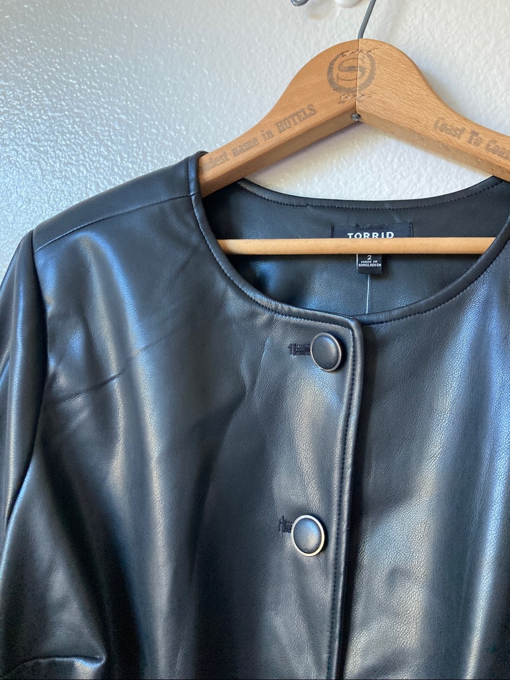 NWT Torrid Faux Leather collarless Lady Jacket patch pockets vegan sz 2X